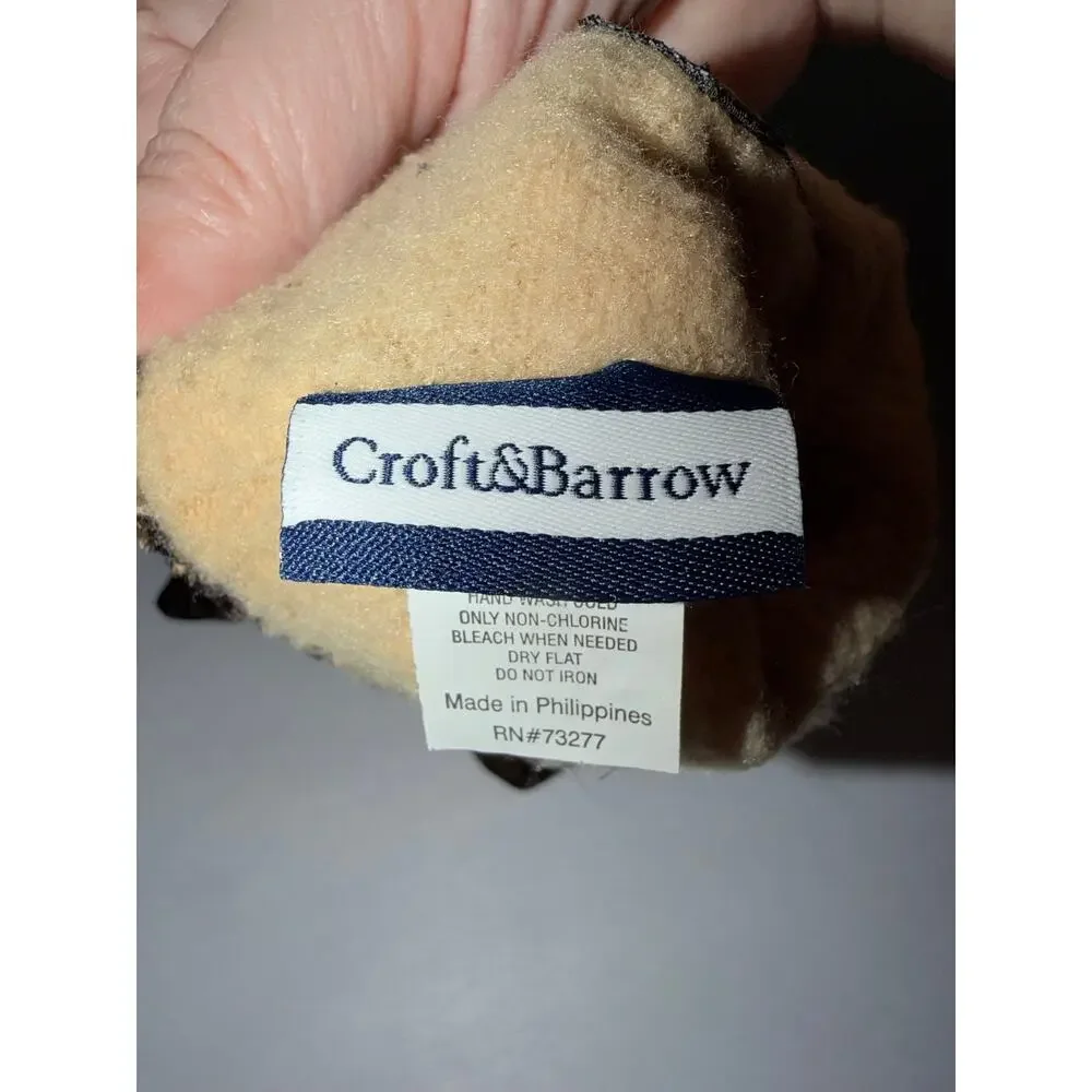 Croft Barrow brown leopard cheetah print velour gloves thinsulate 40 grams OS